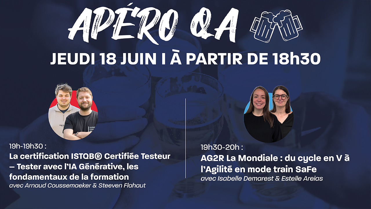 Affiche Apéro QA le jeudi 18 juin à 18h30 avec présentation des conférences.