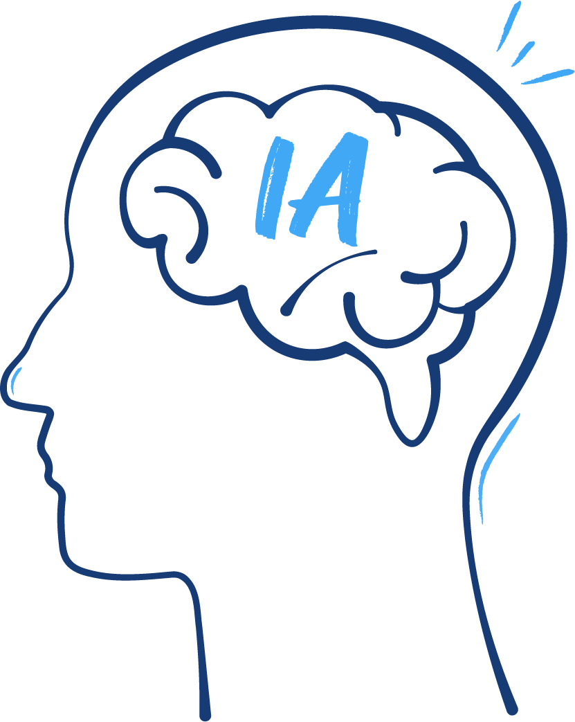 Illustration d'un visage avec un cerveau IA